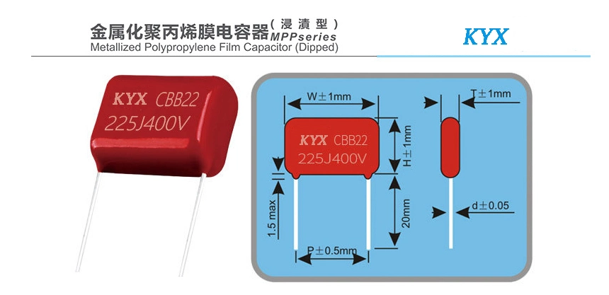 Polypropylene Capacitor Cbb 630V 223PF 22NF 0.022UF Pitch 10mm Electrolytic Capacitor